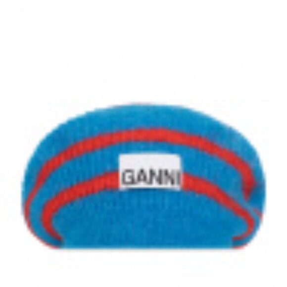GANNI red and blue striped Merino/Alpaca wool beanie main image 3